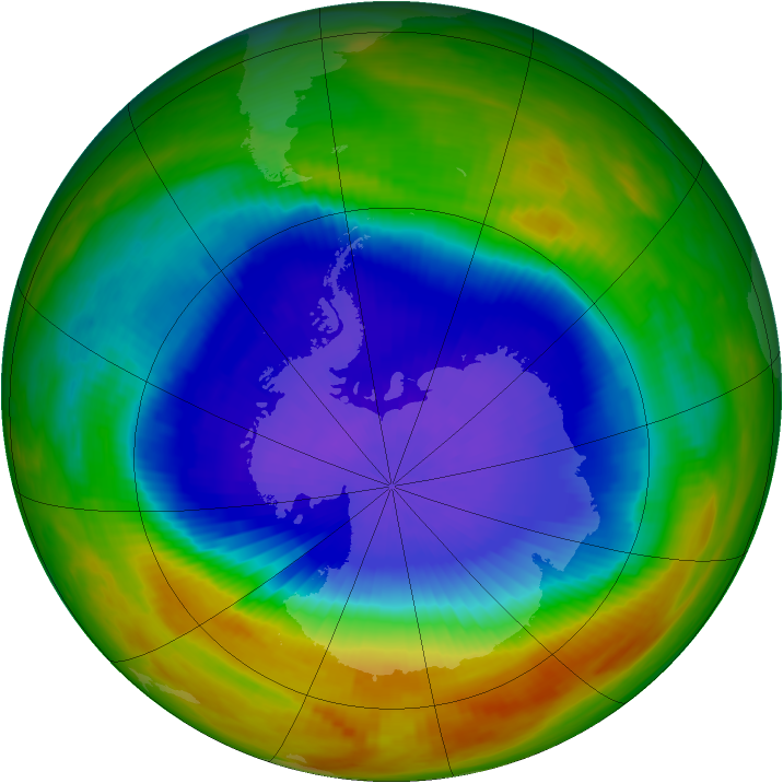 Antarctic ozone map for 12 October 1989